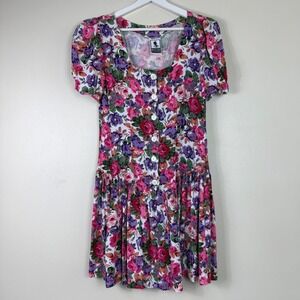 Workshop Vintage 90s Floral Prairie Drop Waist Mini Dress Size M Cottagecore